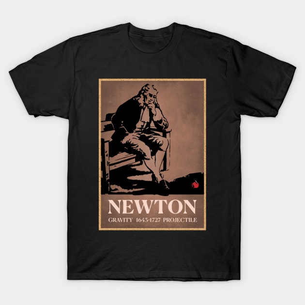 Sir Isaac Newton Apple Gravity T-Shirt by labstud